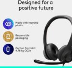 Logitech H390 Wired Headset, Stereo Headphones with Noise-Cancelling Microphone, USB, In-Line Controls, PC/Mac/Laptop - Black