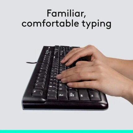 Logitech MK120 Wired Keyboard and Mouse Combo for Windows, Optical Wired Mouse, Full-Size Keyboard, USB Plug-and-Play, Compatible with PC, Laptop -