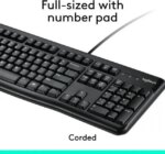 Logitech MK120 Wired Keyboard and Mouse Combo for Windows, Optical Wired Mouse, Full-Size Keyboard, USB Plug-and-Play, Compatible with PC, Laptop -