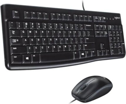 Logitech MK120 Wired Keyboard and Mouse Combo for Windows, Optical Wired Mouse, Full-Size Keyboard, USB Plug-and-Play, Compatible with PC, Laptop -