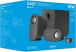 Logitech Z407 Bluetooth Computer Speakers with Subwoofer and Wireless Control, Immersive Sound, Premium Audio with Multiple Inputs, USB Speakers