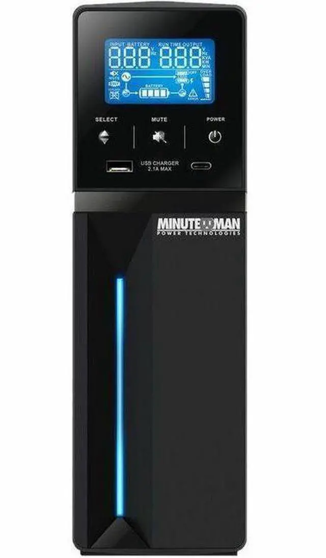 Minuteman ETR1500LGU 1500VA/900 Watts, 120 VAC, (5) NEMA 5-15 On-battery receptacles, (5) NEMA 5-15 Surge-only receptacles, 6-foot power cord with