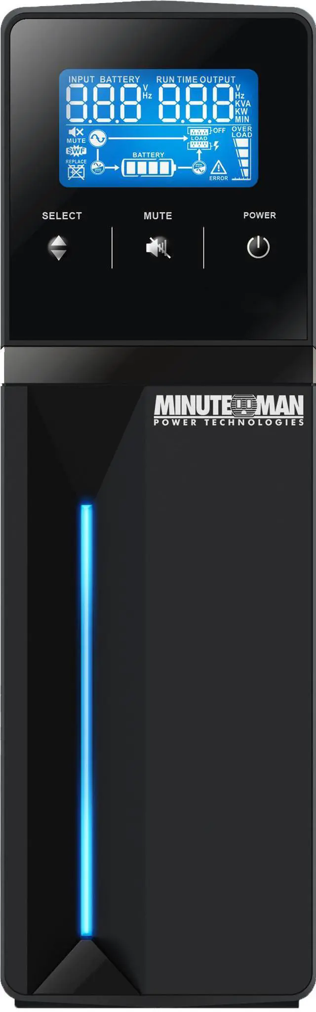 Minuteman ETR550LG 550VA/330 Watts, 120 VAC, (4)NEMA 5-15 On-battery receptacles, (4) NEMA 5-15 Surge-only receptacles, 6-foot power cord with NEMA