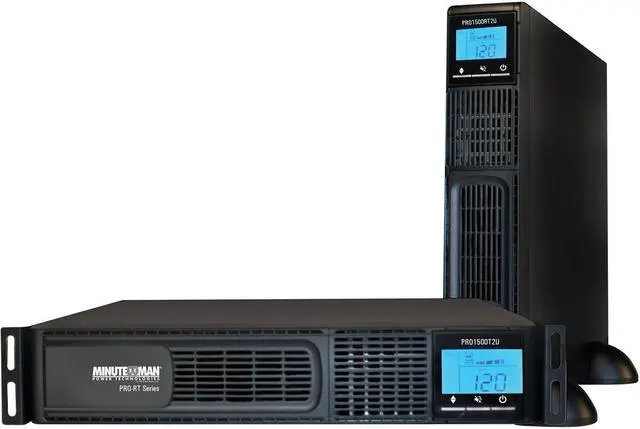 Minuteman PRO1500RT2U PRO-RT 1500VA Tower/Rack/Wall Mountable UPS - 2U Tower/Rack/Wall Mountable - 4 Minute Stand-by - 120 V AC Input - 120 V AC