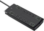 Monoprice 12 Outlet Slim Surge Protector Power Strip - 10 Feet - Black | Heavy Duty Cord | UL Rated, 4,230 Joules With Grounded And Protected Light