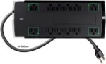 Monoprice 12 Outlet Slim Surge Protector Power Strip - 10 Feet - Black | Heavy Duty Cord | UL Rated, 4,230 Joules With Grounded And Protected Light