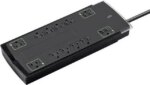 Monoprice 12 Outlet Slim Surge Protector Power Strip - 10 Feet - Black | Heavy Duty Cord | UL Rated, 4,230 Joules With Grounded And Protected Light