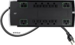 Monoprice 12 Outlet Slim Surge Protector Power Strip - 10 Feet - Black | Heavy Duty Cord | UL Rated, 4,230 Joules With Grounded And Protected Light