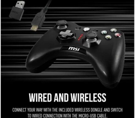 MSI Force GC30V2 Wireless Gaming Controller, Dual Vibration Motors, Dual Connection Modes, Interchangeable D-Pads, Compatible with PC & Android