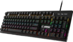 MSI FORGE GK300 Gaming Keyboard - Clicky Blue Mechanical Switches, 9-Mode RGB, Ergonomic Keycaps - Black
