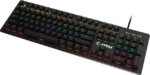 MSI FORGE GK300 Gaming Keyboard - Clicky Blue Mechanical Switches, 9-Mode RGB, Ergonomic Keycaps - Black