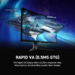 MSI MAG 27CQ6F 27-inch 2560 x 1440 (QHD) Gaming Monitor, 180Hz, Curved Screen, Adaptive-Sync, HDR Ready, HDMI, VGA Port, Display Port,VESA Mountable,