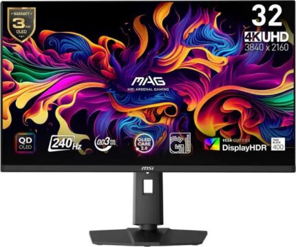 MSI MAG 321UPX QD-OLED 32" 16:9, QD-OLED Gaming Monitor, 240Hz 0.03ms, 3840 x 2160 (UHD), Height Adjustable Arm