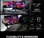 MSI MAG MT201 - Premium Heavy Duty Single Monitor Stand Arm, Supports 17-49" Screens and 44 lbs, VESA Compatible, Adjustable Spring Assisted Mount,