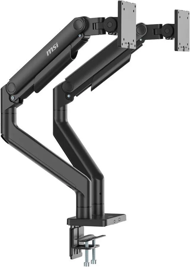 MSI MAG MT201D - Premium Heavy Duty Dual Monitor Stand Arms, 17-45" Support, VESA Compatible, Adjustable Spring Assisted Mount, 44 lbs per Screen