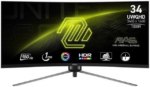MSI MAG345CQR Curved Gaming Monitor UWQHD(3440x1440) 34" 180Hz VA w/ AMD FreeSync Premium, Dual HDMI, DisplayPort, Black