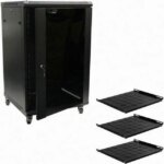 Navepoint 18U Audio Video A/V Cabinet 600mm Depth - Casters, Shelves, Fans