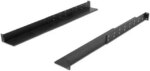 Navepoint 1U Adjustable 4-Post Rack Mount Server Shelf Rails Full Depth Set Black