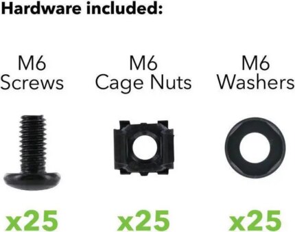 NavePoint M6 Cage Nuts and Screws for Rack Mount Server Shelves Cabinets Set of 25