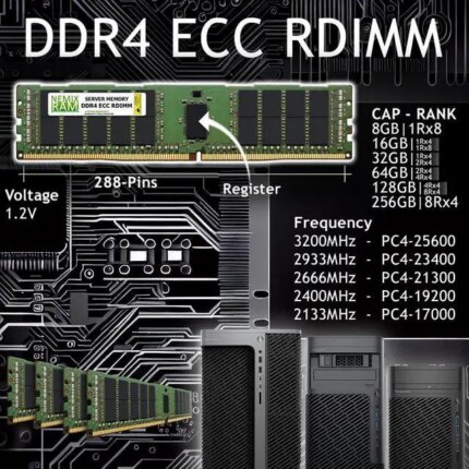 NEMIX RAM 128GB (4X32GB) DDR4 2400MHZ PC4-19200 2Rx4 1.2V 288-PIN ECC RDIMM Registered Server Memory KIT
