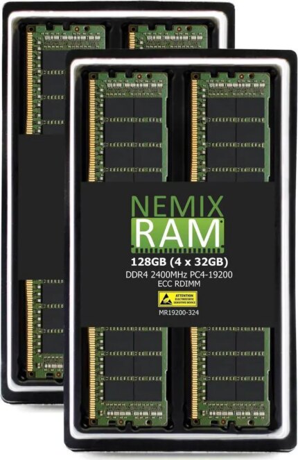 NEMIX RAM 128GB (4X32GB) DDR4 2400MHZ PC4-19200 2Rx4 1.2V 288-PIN ECC RDIMM Registered Server Memory KIT