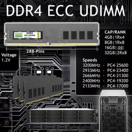 NEMIX RAM 128GB (4X32GB) DDR4 3200MHZ PC4-25600 2Rx8 1.2V 288-PIN ECC Unbuffered UDIMM KIT Compatible with DELL PowerEdge T150 Server