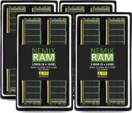 NEMIX RAM 128GB (8X16GB) DDR4 2133MHZ PC4-17000 1Rx4 1.2V 288-PIN ECC RDIMM KIT Registered Server Memory Compatible with Dell PowerEdge FC830 Server