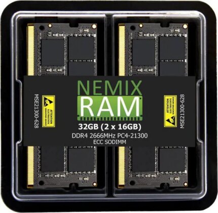 NEMIX RAM 32GB (2X16GB) DDR4 2666MHZ PC4-21300 2Rx8 1.2V 260-PIN ECC Unbuffered SODIMM KIT Workstation, NAS Memory