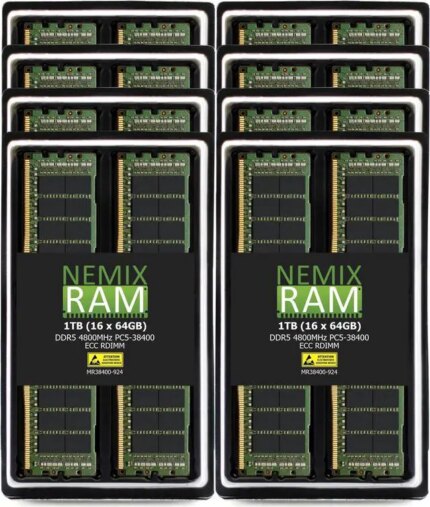 NEMIX RAM 768GB (16X64GB) DDR5 4800MHZ PC5-38400 2Rx4 1.1V 288-PIN ECC RDIMM Registered Server Memory KIT Compatible with Dell PowerEdge R760 Server