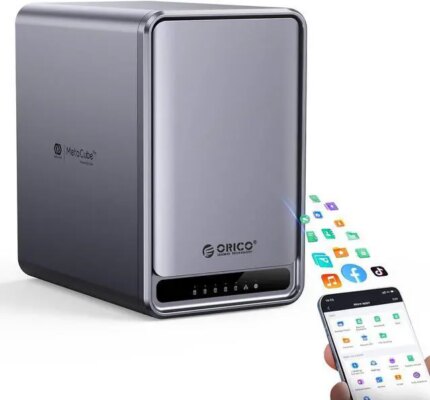 ORICO NAS Metabox Private Cloud 5 Bay NAS Storage and Local Cloud, Networkable Enclosure with APP-Connected for Team/Family, Samba & DLNA Protocol,