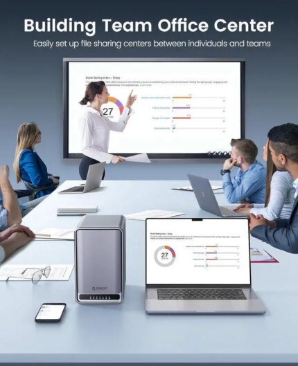 ORICO NAS Metabox Private Cloud 5 Bay NAS Storage and Local Cloud, Networkable Enclosure with APP-Connected for Team/Family, Samba & DLNA Protocol,