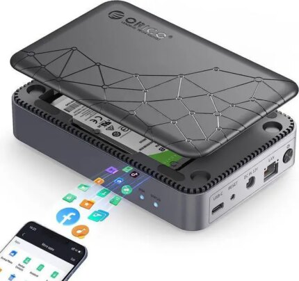 ORICO Networkable Hard Drive Enclosure for 2.5" SATA HDD/SSD, Family Storage Space and Private Cloud, APP-Connect & VPN Global Access, Smart Backup,