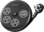 ORICO Power Strip with Switch , USB Charging Station with 4 Outlets 2 USB A & 1 USB C Ports, 4 ft Extension Wrapped Cord, Ultra Flat Plug, Wall Mount