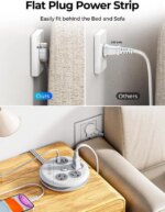 ORICO Power Strip with Switch , USB Charging Station with 4 Outlets 2 USB A & 1 USB C Ports, 4 ft Extension Wrapped Cord, Ultra Flat Plug, Wall Mount
