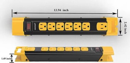 Oviitech 7 Outlets Mountable Heavy Duty Surge Protector Metal Power Strip ,900 Joules,15A Circuit Breaker with 6 Foot Long Extension Cord,