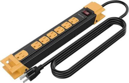 Oviitech 7 Outlets Mountable Heavy Duty Surge Protector Metal Power Strip ,900 Joules,15A Circuit Breaker with 6 Foot Long Extension Cord,