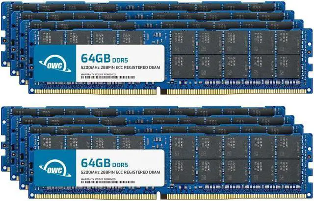 OWC 512GB (8x64GB) DDR5 5200 PC5-41600 CL42 2Rx4 288-pin 1.1V ECC Registered RDIMM Memory RAM Module Upgrade Kit for Select Workstations or Servers