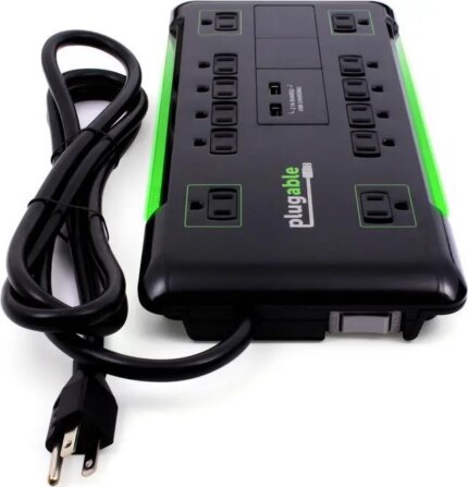 Plugable Surge Protector Power Strip - 12-Outlet, 2-Port USB, 6ft (1.8m)