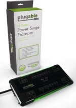 Plugable Surge Protector Power Strip with USB and 12 AC Outlets, Built-in 10.5W 2-Port USB Charger for Android, Apple iOS, and Windows Mobile Devices,
