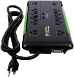 Plugable Surge Protector Power Strip with USB and 12 AC Outlets, Built-in 10.5W 2-Port USB Charger for Android, Apple iOS, and Windows Mobile Devices,