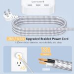 Power Strip with USB, 3 Outlet 3 USB Charging Ports (17W/ 3.4A), Flat Plug with 6.6ft Braided Extension Cord, Desktop & Wall Mountable, Compact for