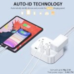 Power Strip with USB, 3 Outlet 3 USB Charging Ports (17W/ 3.4A), Flat Plug with 6.6ft Braided Extension Cord, Desktop & Wall Mountable, Compact for
