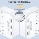 Power Strip with USB, 3 Outlet 3 USB Charging Ports (17W/ 3.4A), Flat Plug with 6.6ft Braided Extension Cord, Desktop & Wall Mountable, Compact for