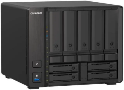 Qnap TS-h973AX-32G-US 9-bay Desktop NAS, AMD Ryzen V1500B 4C 8T 2.2GHz, 32GB DDR4 SODIMM