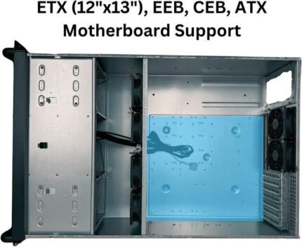 RACKOWL 4U Rackmount Server Case Chassis; 13*HDD Bays (10*3.5" & 3*5.25"); E-ATX/CEB/EEB/ATX Mobo, Fan: Front 2*120mm, Mid 4*80mm, Rear 2*80mm, Front