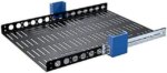 RackSolutions 1U Light Duty Fixed Shelf 24in Depth - US Steel Construction, 100 lbs Capacity, Anti-Slip Mat, Adjustable Mounting Depth