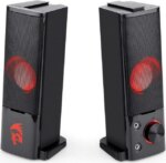 Redragon GS550 Orpheus PC Gaming Speakers, 2.0 Channel Stereo Desktop Computer Sound Bar with Compact Maneuverable Size, Headphone Jack, Quality Bass