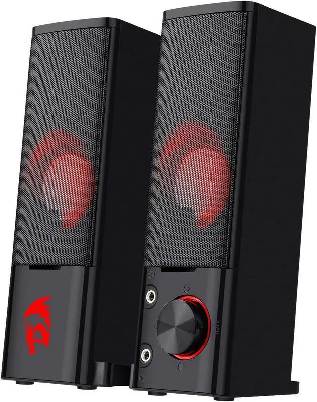Redragon GS550 Orpheus PC Gaming Speakers, 2.0 Channel Stereo Desktop Computer Sound Bar with Compact Maneuverable Size, Headphone Jack, Quality Bass