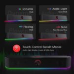 Redragon GS560 Adiemus RGB Desktop Soundbar, 2.0 Channel Computer Speaker with Dynamic Lighting Bar Audio-Light Sync/Display, Touch-Control Backlit