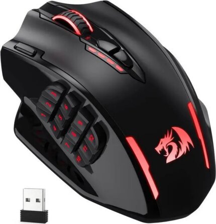Redragon M913 Impact Elite Wireless Gaming Mouse, 16000 DPI Wired/Wireless RGB Gamer Mouse with 16 Programmable Buttons, 45 Hr Battery and Pro Optical